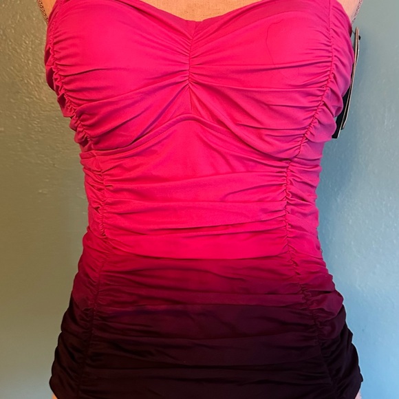 NWT Shape + Style sz 12 bathing suit in an ombré design from purple to pink. - Picture 1 of 8